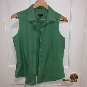Talbots Sleeveless Green Button Down Shirt, 8P